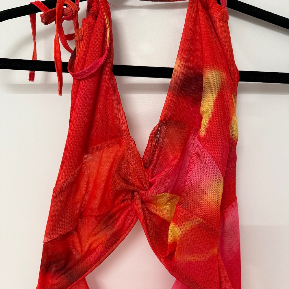 Printed Two-Piece Red Set - Picture 3 of 4